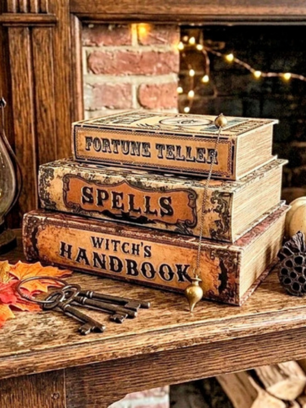 Faux Halloween Decorative Books Set
